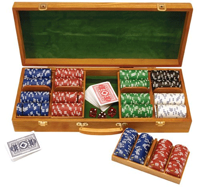 Deluxe Oak Case 500 Chip Set